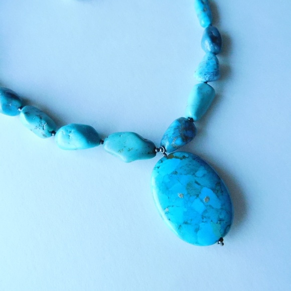 ⭐ chunky BARSE sterling TURQUOISE bead necklace - Picture 7 of 7